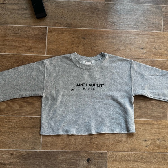 Saint Ain’t Laurent Paris Vintage Grey Sweatshirt Gildan Size Small - Picture 5 of 10